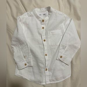 Zara Baby 18-24 month button up white dress shirt with mandarin collar